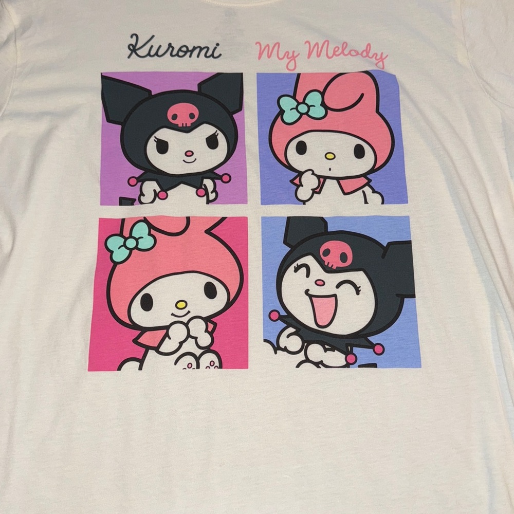 Sanrio Kuromi and My Melody Women’s Graphic Tee - Pink and Black